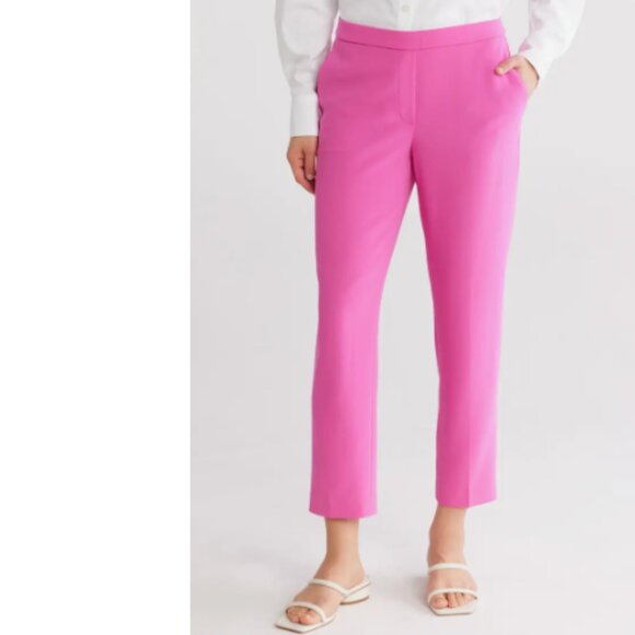 Theory Treeca Pull-on Pant - Stretch Admiral Crepe - Carnation/Pink - NWT - Sz 6 - Picture 1 of 11